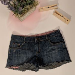 Olsenboye Frayed Jean Shorts